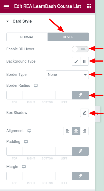 hover settings