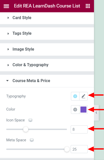 course meta and price